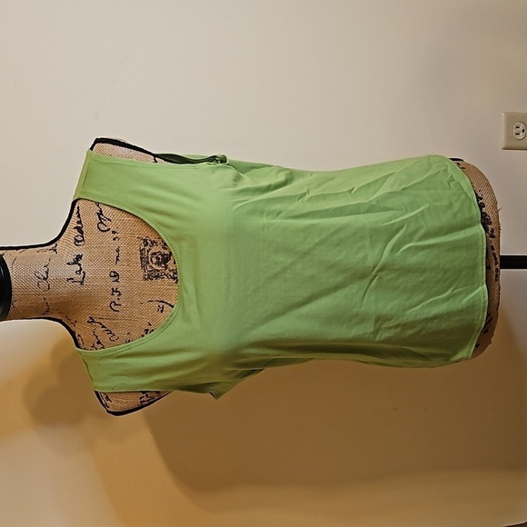 Kim Rogers/New Directions green & lime tank with open weave tunic size Large - Picture 6 of 9